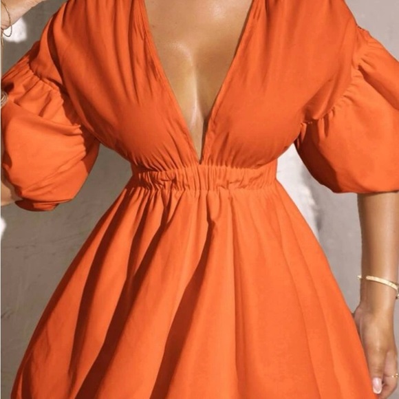 Orange SHEIN dress. There are tiny little spots on the front , barely visible - Picture 3 of 7